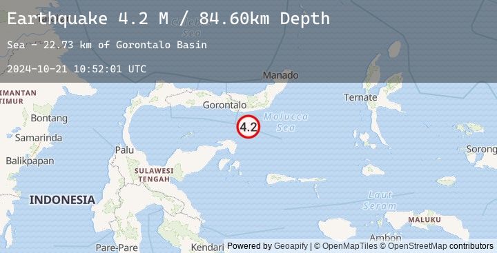 Map of Minahassa Peninsula, Sulawesi