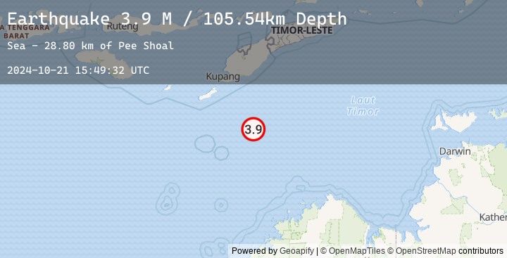 Map of South of Timor, Indonesia