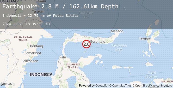 Map of Minahassa Peninsula, Sulawesi