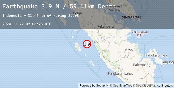 Map of Southern Sumatra, Indonesia