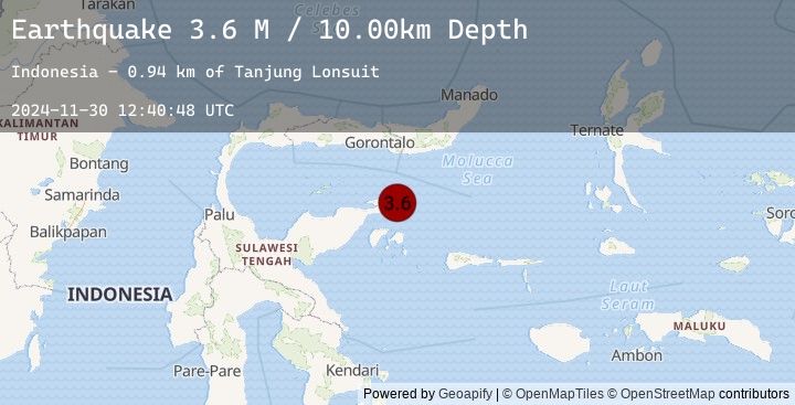 Map of Minahassa Peninsula, Sulawesi