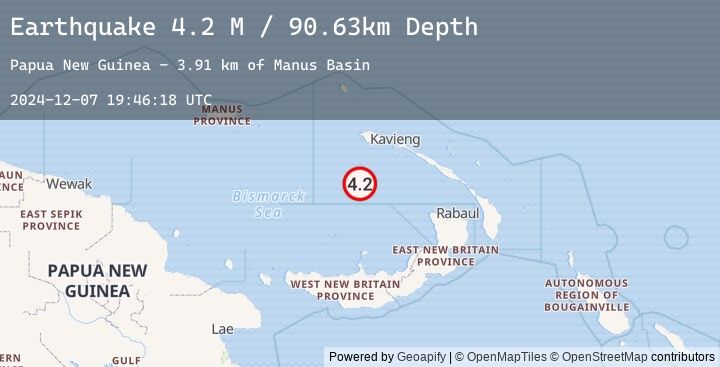 Map of New Ireland Region, Papua New Guinea