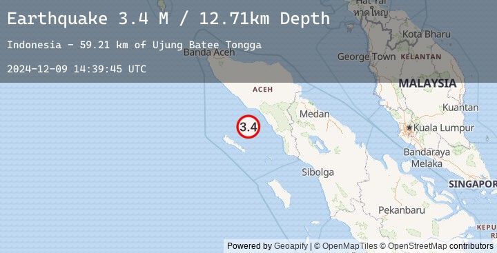 Map of Northern Sumatra, Indonesia