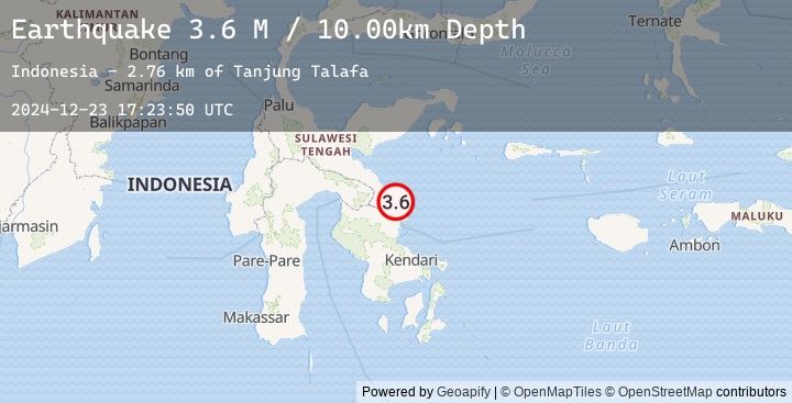 Map of Sulawesi, Indonesia
