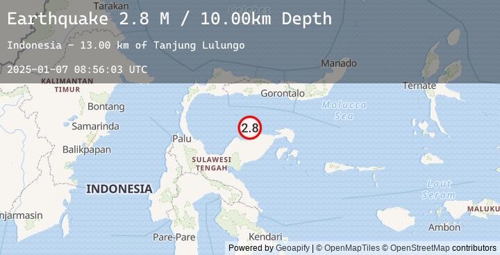 Map of Minahassa Peninsula, Sulawesi