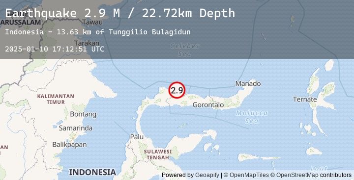 Map of Minahassa Peninsula, Sulawesi