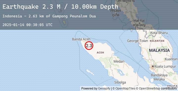 Map of Northern Sumatra, Indonesia