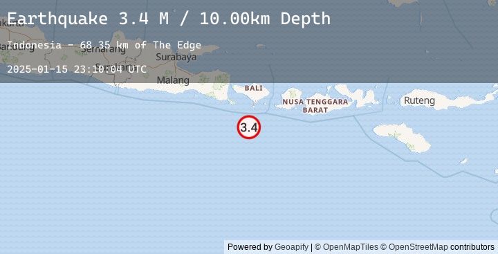 Map of South of Bali, Indonesia
