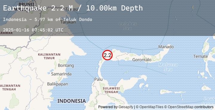Map of Minahassa Peninsula, Sulawesi