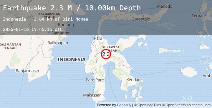 Map of Sulawesi, Indonesia