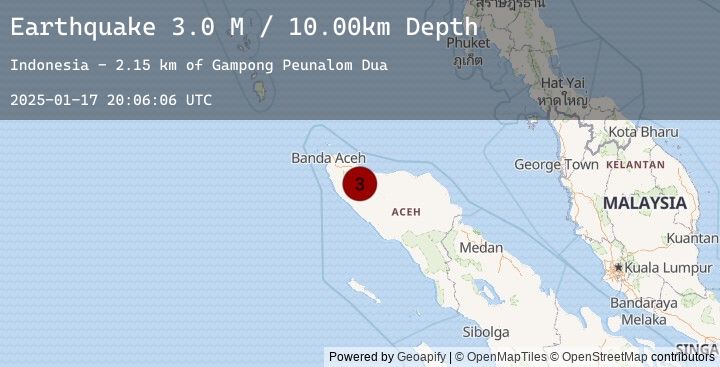Map of Northern Sumatra, Indonesia