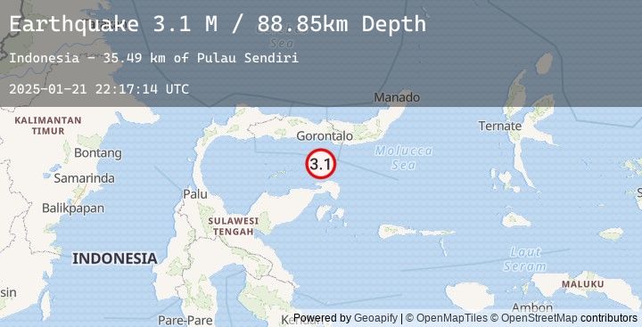 Map of Minahassa Peninsula, Sulawesi