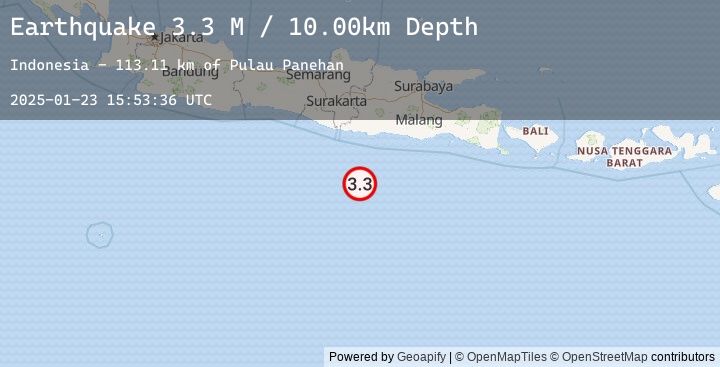Map of South of Java, Indonesia