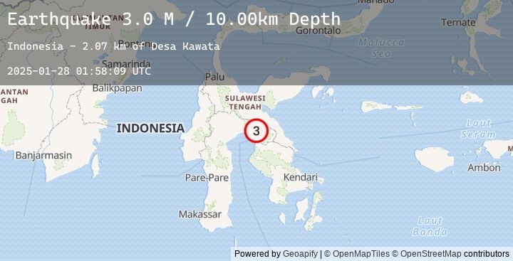 Map of Sulawesi, Indonesia