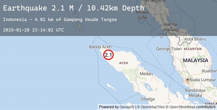 Map of Northern Sumatra, Indonesia