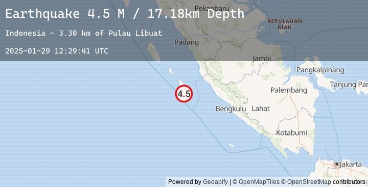Map of Southern Sumatra, Indonesia
