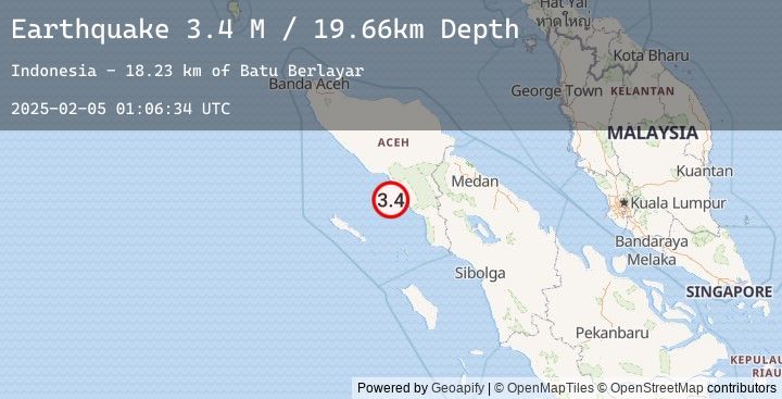 Map of Northern Sumatra, Indonesia