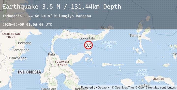 Map of Minahassa Peninsula, Sulawesi