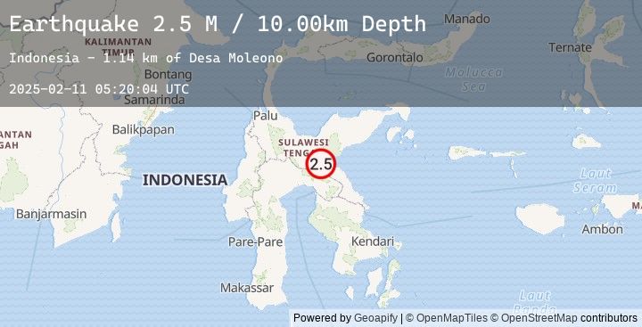 Map of Sulawesi, Indonesia