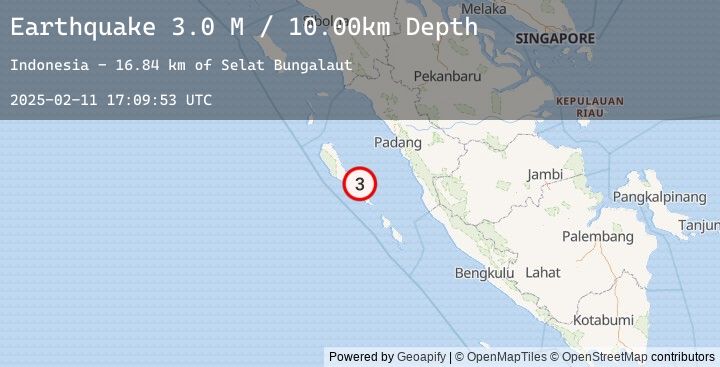 Map of Southern Sumatra, Indonesia