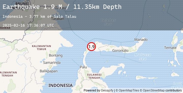 Map of Minahassa Peninsula, Sulawesi