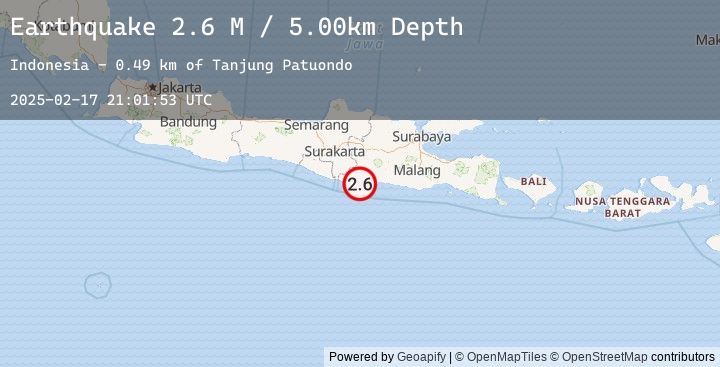Map of Java, Indonesia