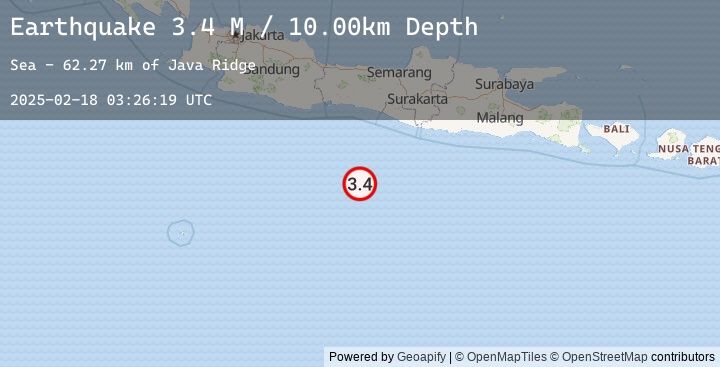 Map of South of Java, Indonesia