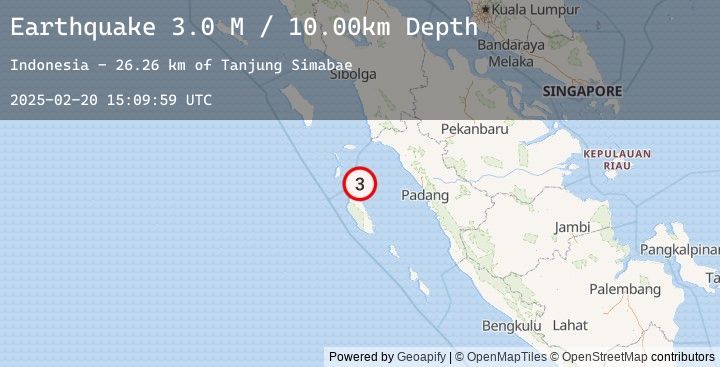 Map of Southern Sumatra, Indonesia