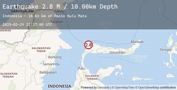 Map of Minahassa Peninsula, Sulawesi