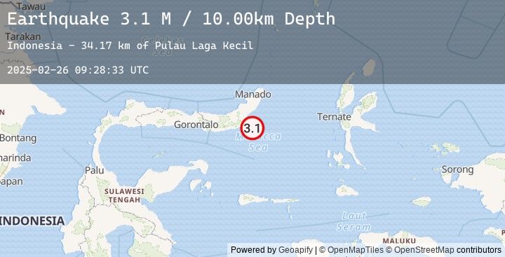 Map of Minahassa Peninsula, Sulawesi