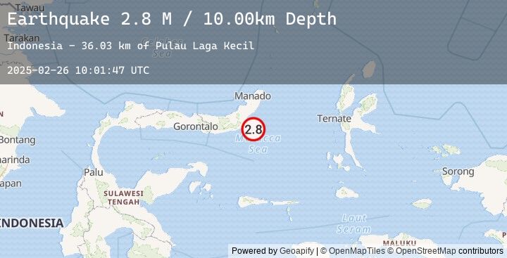 Map of Minahassa Peninsula, Sulawesi