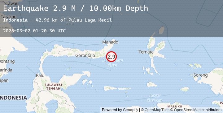 Map of Minahassa Peninsula, Sulawesi