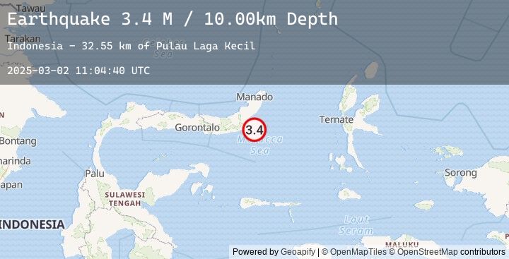 Map of Minahassa Peninsula, Sulawesi