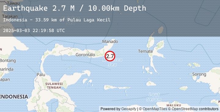 Map of Minahassa Peninsula, Sulawesi