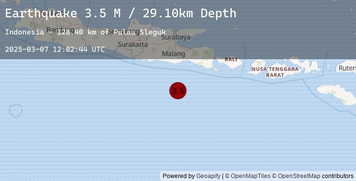 Map of South of Java, Indonesia