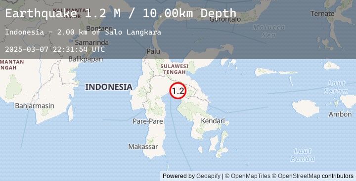 Map of Sulawesi, Indonesia