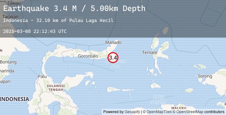Map of Minahassa Peninsula, Sulawesi