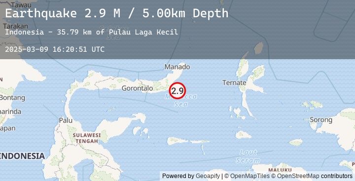 Map of Minahassa Peninsula, Sulawesi