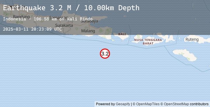 Map of South of Java, Indonesia