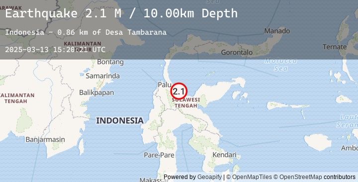 Map of Sulawesi, Indonesia