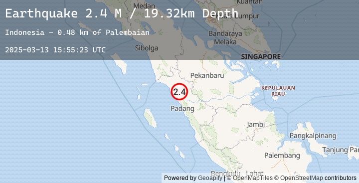 Map of Southern Sumatra, Indonesia