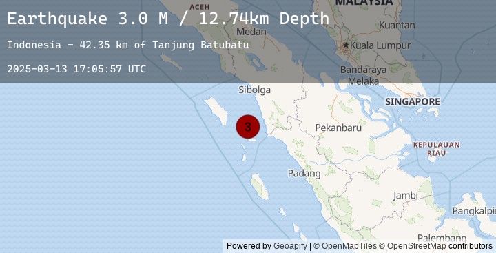 Map of Northern Sumatra, Indonesia