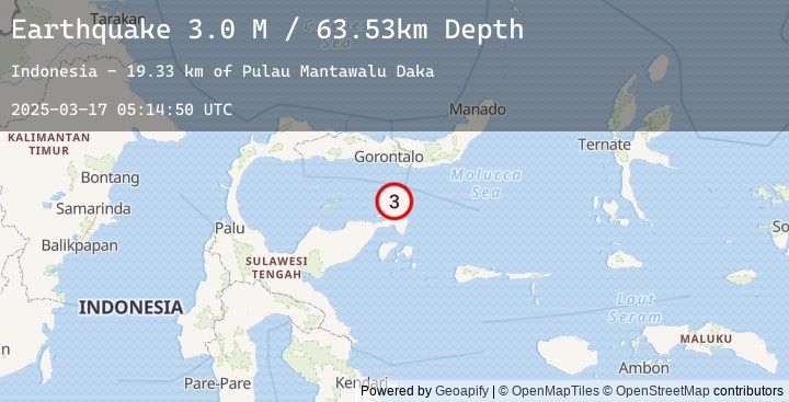 Map of Minahassa Peninsula, Sulawesi