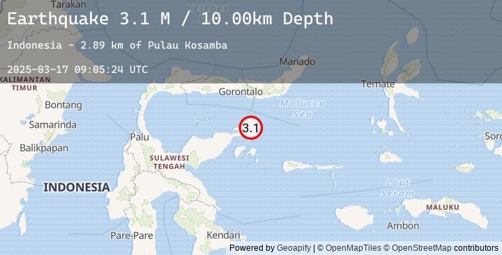 Map of Minahassa Peninsula, Sulawesi