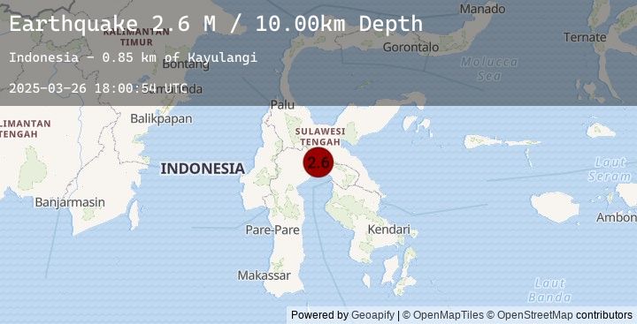 Map of Sulawesi, Indonesia