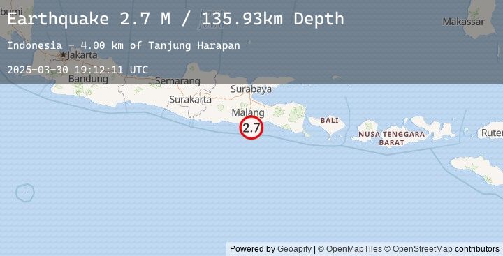 Map of Java, Indonesia