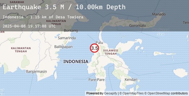 Map of Sulawesi, Indonesia