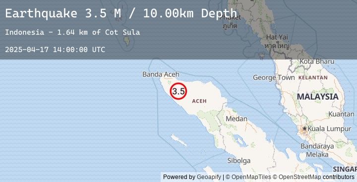 Map of Northern Sumatra, Indonesia