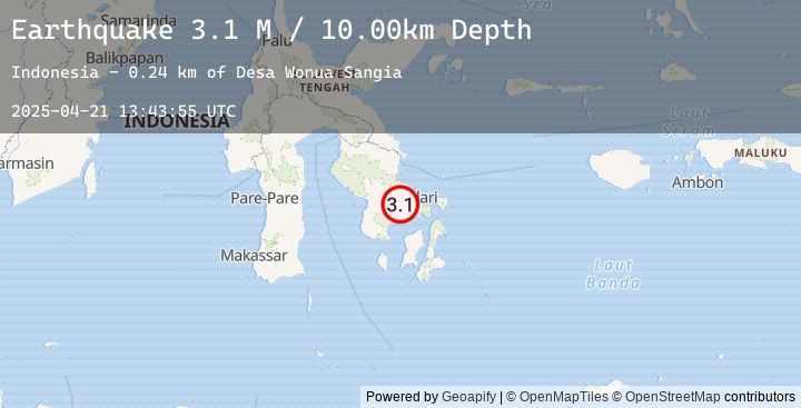 Map of Sulawesi, Indonesia