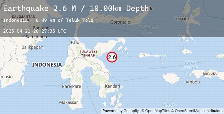 Map of Sulawesi, Indonesia